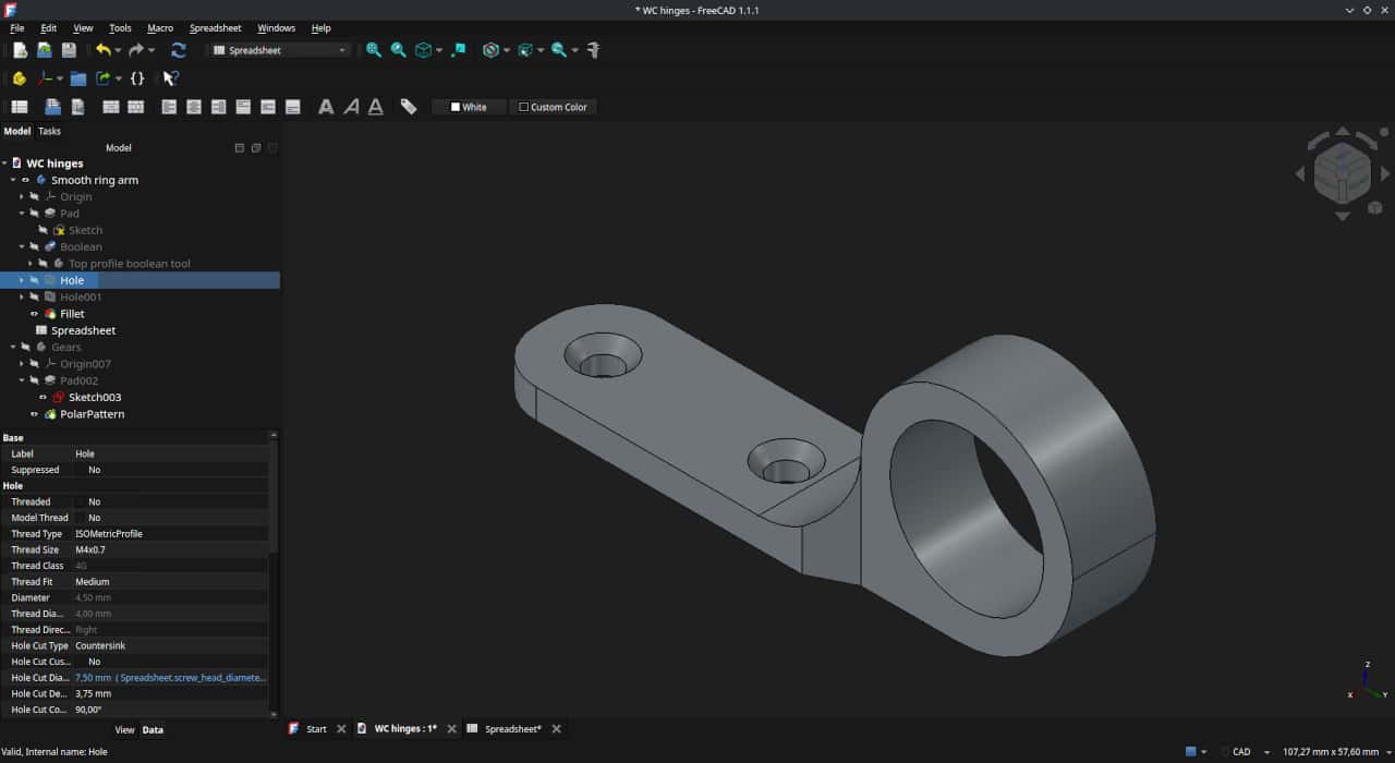 The base hinge ring with fillets
