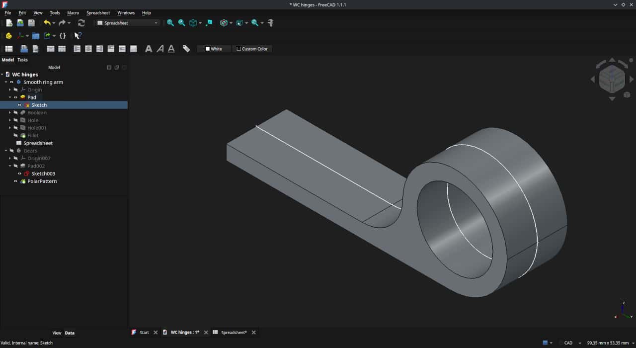The base hinge ring after padding